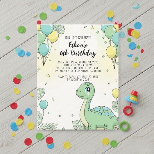 Personalized Dinosaur Birthday Invitation 招待状