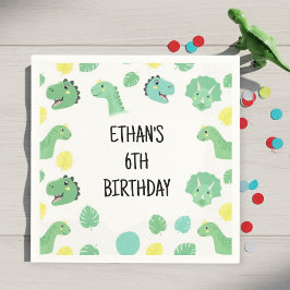 Personalized Dinosaur Birthday Napkins | Trendy スタンダードカクテルナプキン