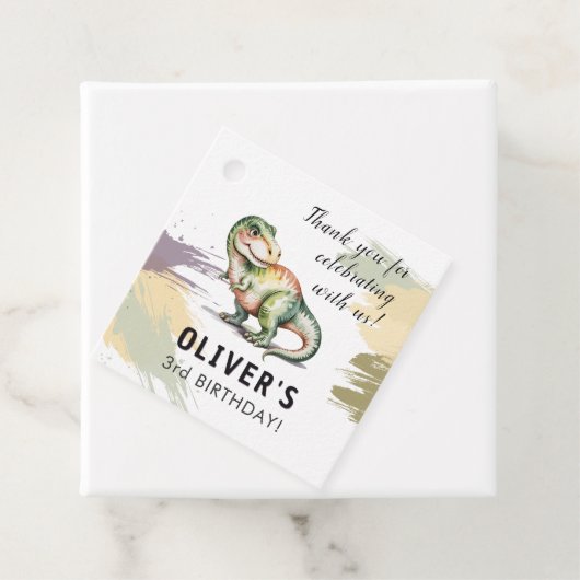 Personalized Dinosaur Birthday Thank You フェイバータグ (インサイチュ)