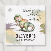 Personalized Dinosaur Birthday Thank You フェイバータグ (正面)
