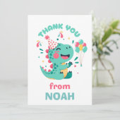 Personalized Dinosaur Birthday Thank You Card Boys サンキューカード (スタンド正面)