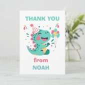 Personalized Dinosaur Birthday Thank You Card Boys サンキューカード (スタンド正面)