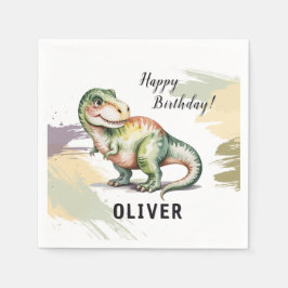 Personalized Dinosaur Kids Birthday Party スタンダードカクテルナプキン