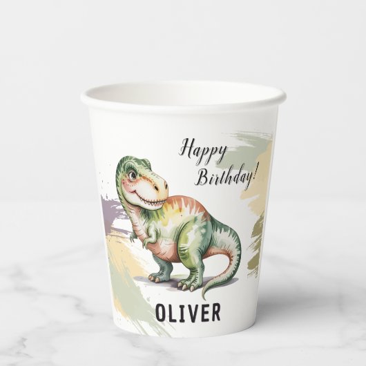 Personalized Dinosaur Kids Birthday Party 紙コップ (裏面)