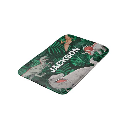  Personalized Dinosaur Kids Dino Jurassic Trex Boy バスマット (アングル)