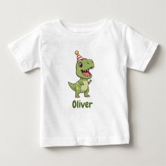 Personalized Dinosaur Kids T-Shirt with Name ベビーTシャツ (正面)