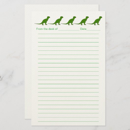 Personalized Dinosaur Lined Stationery for Kids 便箋 (正面/裏面)