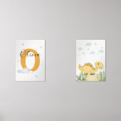 Personalized Dinosaur Nursery Wall Art Set of 2 (正面)