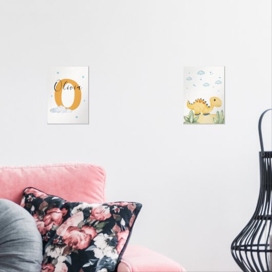 Personalized Dinosaur Nursery Wall Art Set of 2 (リビング)
