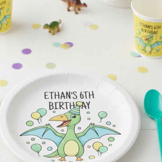 Personalized Dinosaur Paper Plates - Set of 8  ペーパープレート