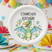 Personalized Dinosaur Paper Plates - Set of 8  ペーパープレート