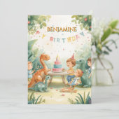 personalized dinosaure birthday card for kids  招待状 (スタンド正面)