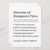 Personalized Director of Dumpster Fires Card 招待状 (正面/裏面)