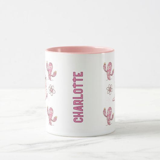 Personalized Disco Cowgirl Boot and Cactus Coffee マグカップ (中央)