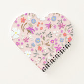 Personalized Ditsy Flowers heart-shape spiral ノートブック (裏面)