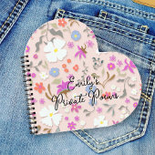 Personalized Ditsy Flowers heart-shape spiral ノートブック