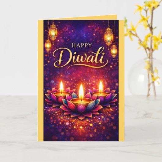 Personalized Diwali Celebration Festival Card カード (黄色い花)