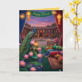 Personalized Diwali Festival Greeting Card カード (黄色い花)
