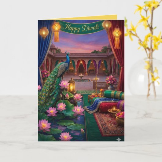 Personalized Diwali Festival Greeting Card カード (黄色い花)