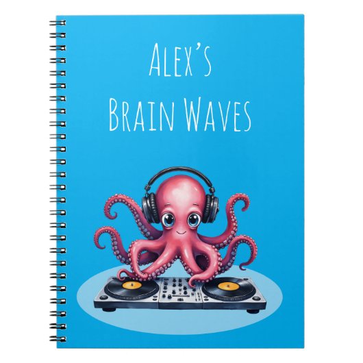 Personalized DJ Octopus Brain Waves Design ノートブック (正面)