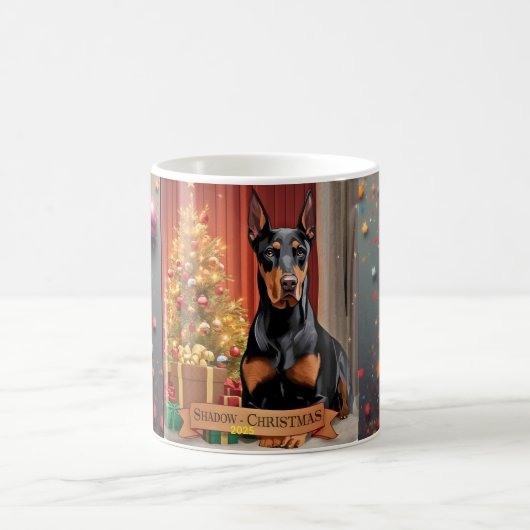 Personalized Doberman Pinscher Christmas Mug – Cus コーヒーマグカップ (中央)