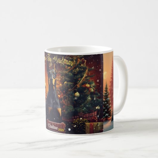 Personalized Doberman Pinscher Christmas Mug – Cus コーヒーマグカップ (正面右)