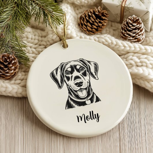 Personalized Dobermann Dog Christmas セラミックオーナメント
