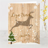 Personalized doe Christmas bauble wooden backgroun カード (黄色い花)