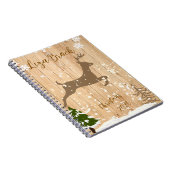 Personalized doe Christmas bauble wooden backgroun ノートブック (右側)