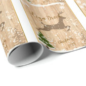 Personalized doe Christmas bauble wooden backgroun ラッピングペーパー (ロールコーナー)