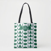 Personalized Dog Bone Pattern Green White Modern  トートバッグ (正面)