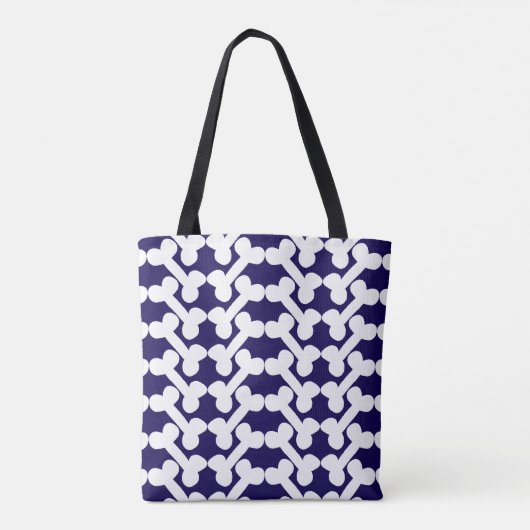 Personalized Dog Bone Pattern Navy White Modern  トートバッグ (裏面)