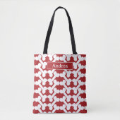 Personalized Dog Bone Pattern Red White Modern  トートバッグ (正面)