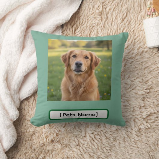 Personalized Dog & Cat Photo and Name Throw Pillow クッション (ブランケット)