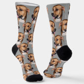 Personalized dog face photo Gray Cute Fun Pet ソックス (傾斜あり)