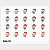Personalized Dog Face Photo Santa Hat Christmas ラウンドシール (シート)