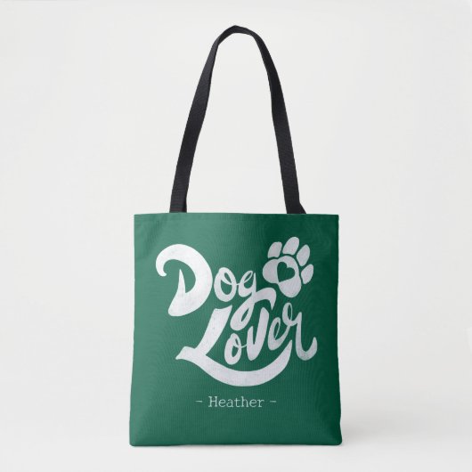 Personalized Dog Lover Hand-Lettered Green トートバッグ (正面)