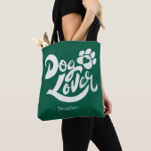 Personalized Dog Lover Hand-Lettered Green トートバッグ (クローズアップ)