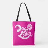 Personalized Dog Lover Hand-Lettered Hot Pink トートバッグ (裏面)