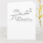 Personalized Dog Memorial Sympathy Line Art カード (黄色い花)