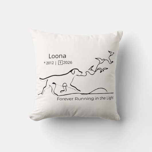 Personalized Dog Memorial Sympathy Line Art クッション (正面)