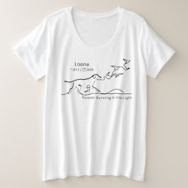 Personalized Dog Memorial Sympathy Line Art プラスサイズTシャツ