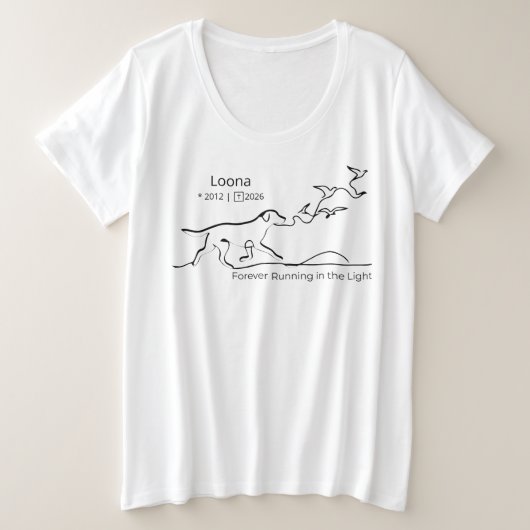 Personalized Dog Memorial Sympathy Line Art プラスサイズTシャツ (デザイン正面)