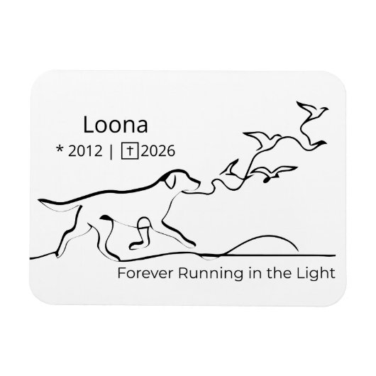 Personalized Dog Memorial Sympathy Line Art マグネット (横)