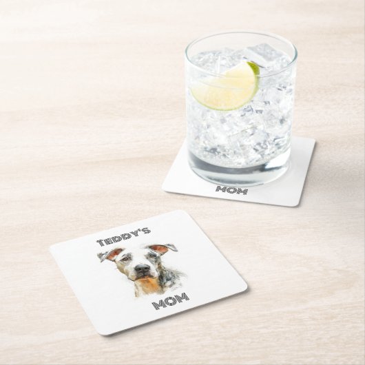 Personalized Dog Mom Paper Coaster | Custom Gift スクエアペーパーコースター (インサイチュ)