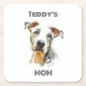 Personalized Dog Mom Paper Coaster | Custom Gift スクエアペーパーコースター (正面)