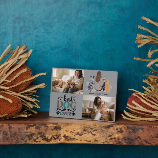 Personalized Dog Mom with Custom Name | Happy  フォトプラーク (側面)