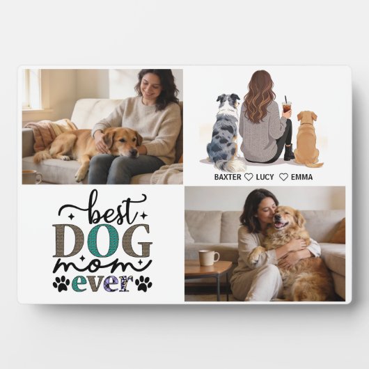 Personalized Dog Mom with Custom Name | Happy  フォトプラーク (正面)