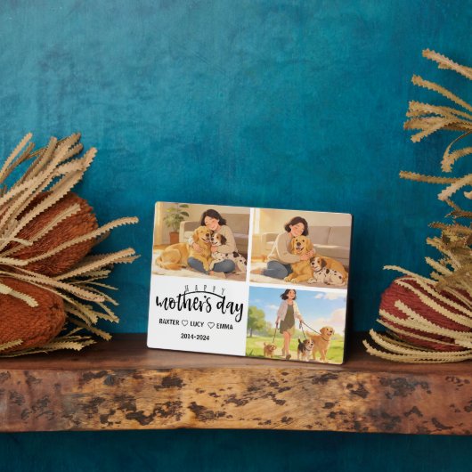 Personalized Dog Mom with Custom Name | Happy フォトプラーク (側面)