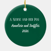 Personalized Dog Nurse Christmas Cute Holiday Pet セラミックオーナメント (裏面)